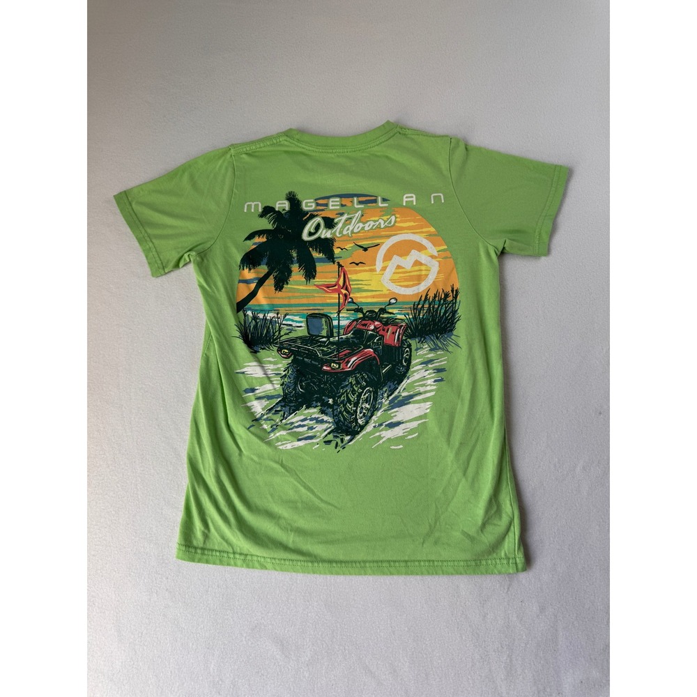 Magellan Outdoors Boys Large Green ATV Graphic T Shirt Off Road Adventure Tee